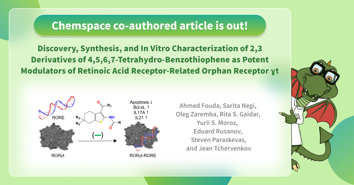 Chemspace | A new co-authored article dedicated to 2,3 derivatives of 4,5,6,7-tetrahydro-benzothio-phene as potent modulators of Retinoic acid receptor-related orphan receptor γt (RORγt)